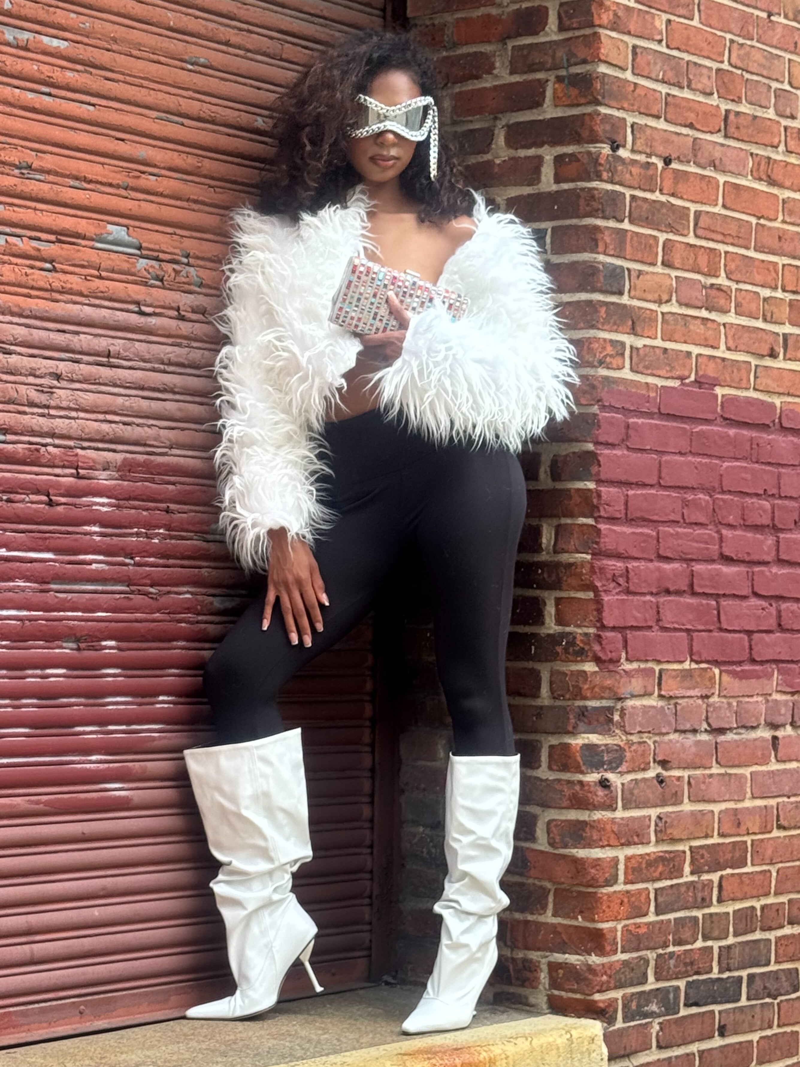 WHITE FAUX FUR JACKET