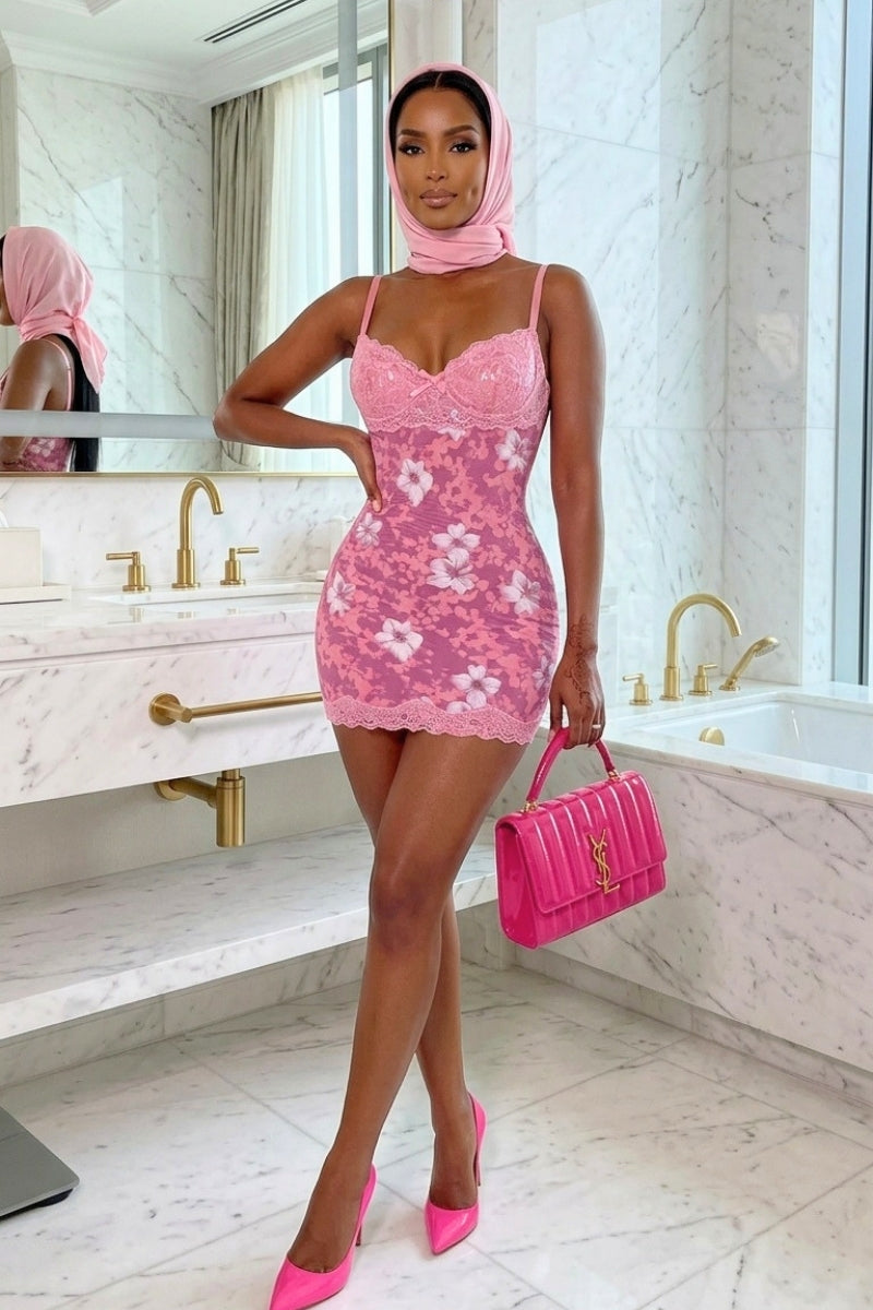 Blush Temptation Lace Mini