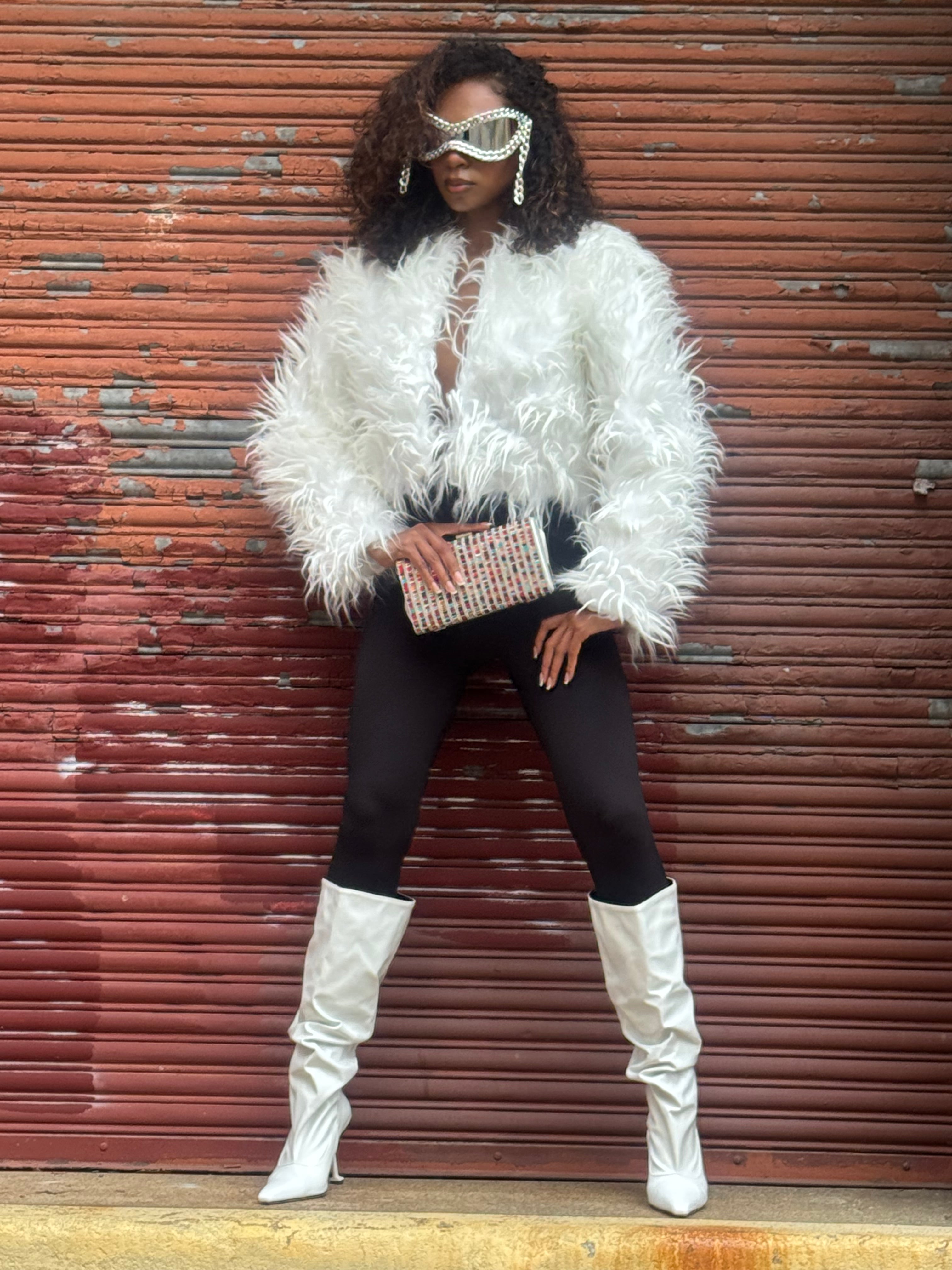WHITE FAUX FUR JACKET