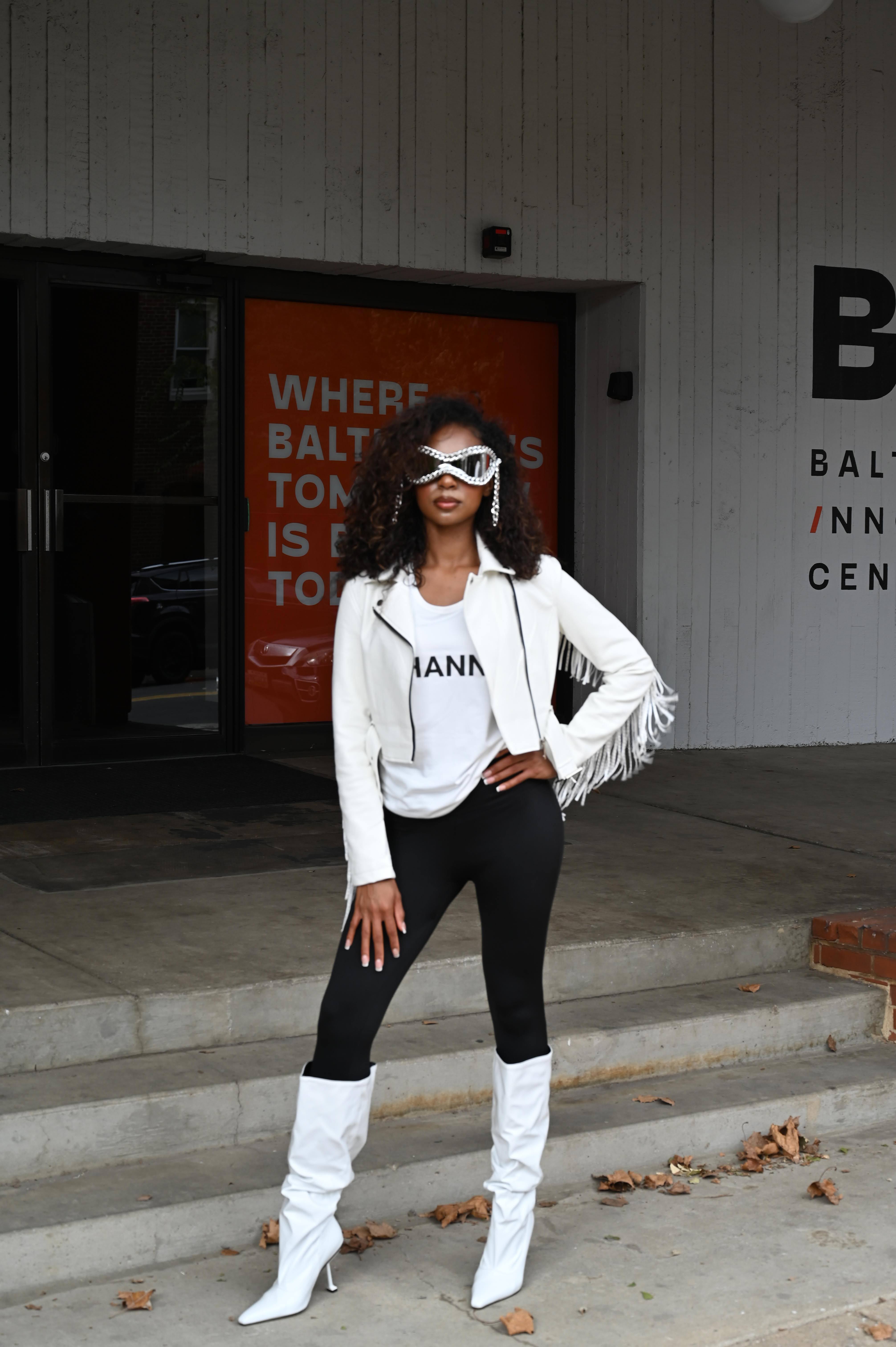 White Vegan Leather Motorcycle Jacket