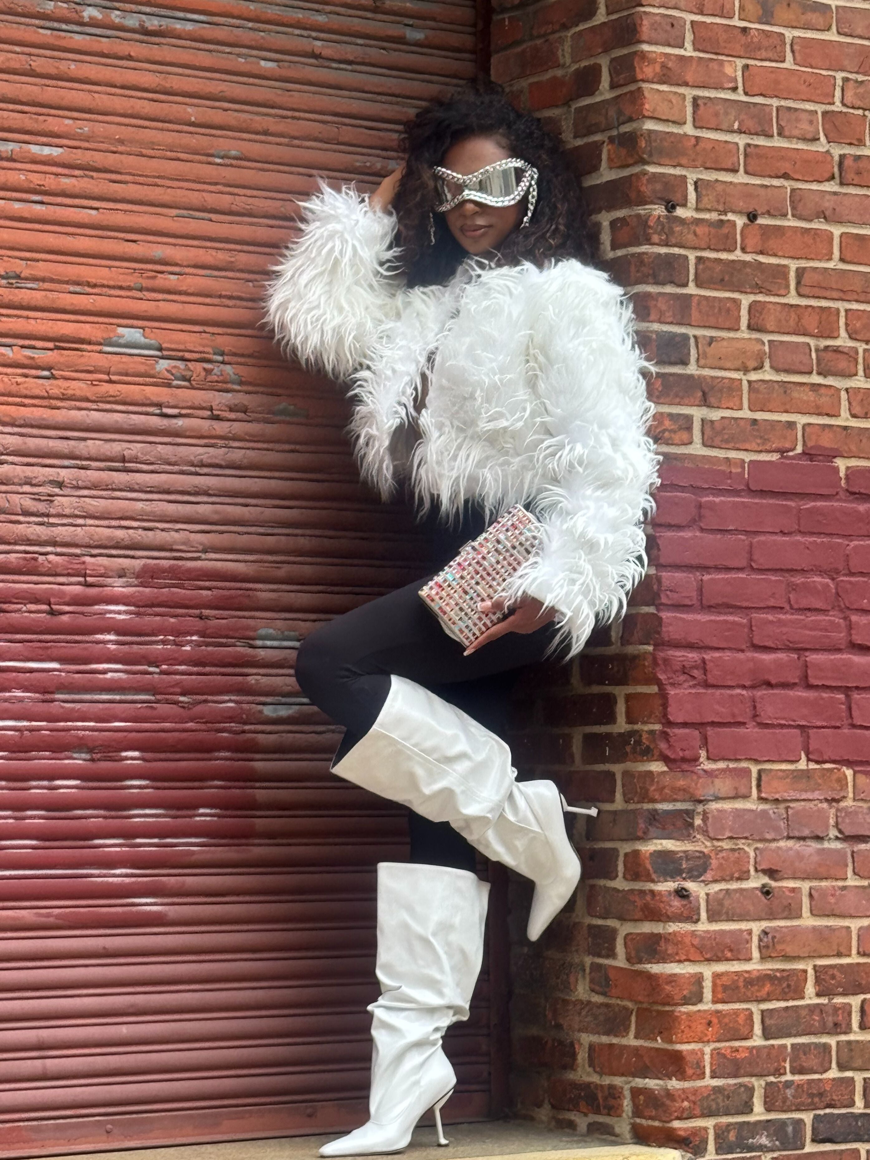 WHITE FAUX FUR JACKET