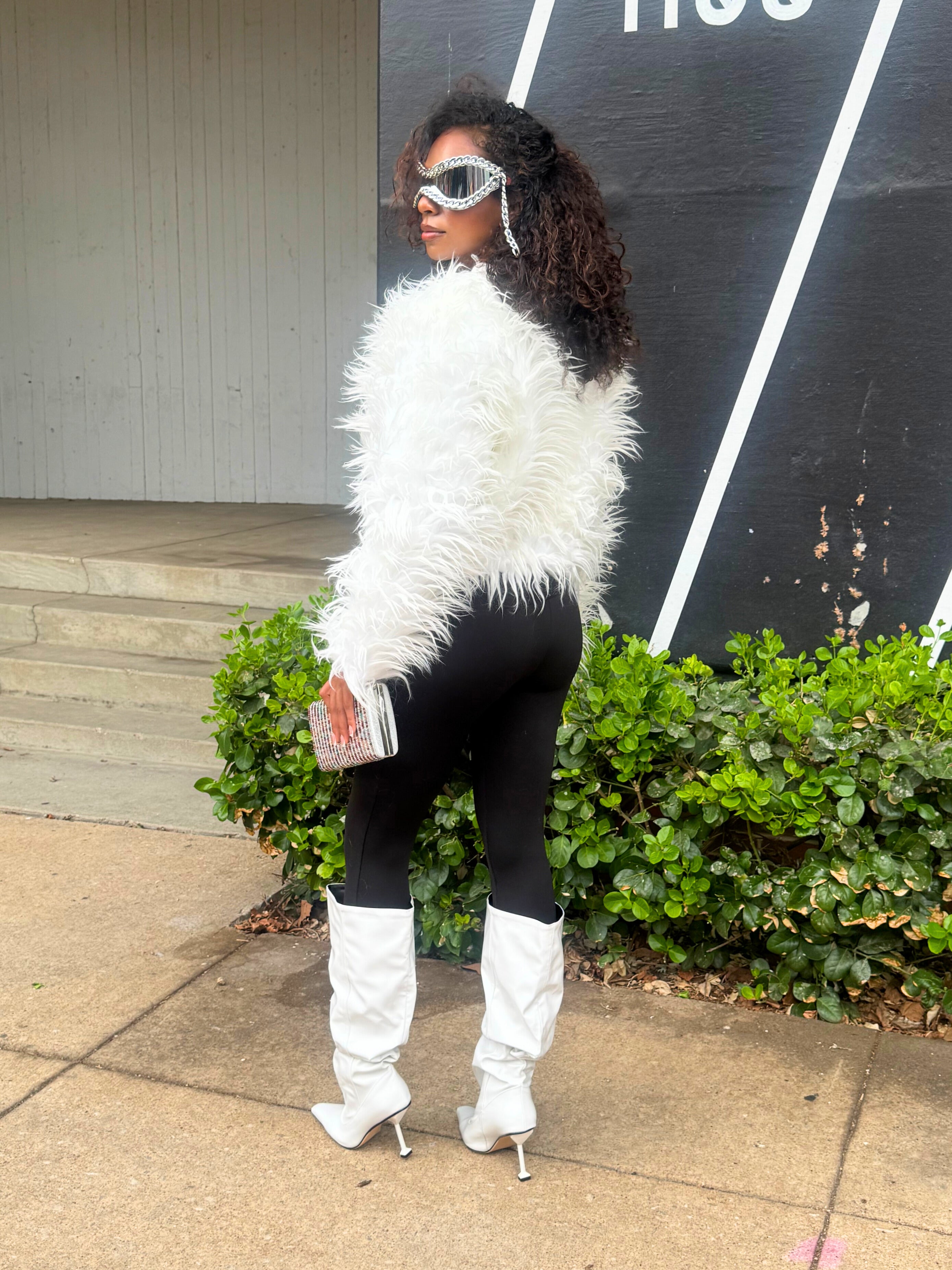 WHITE FAUX FUR JACKET