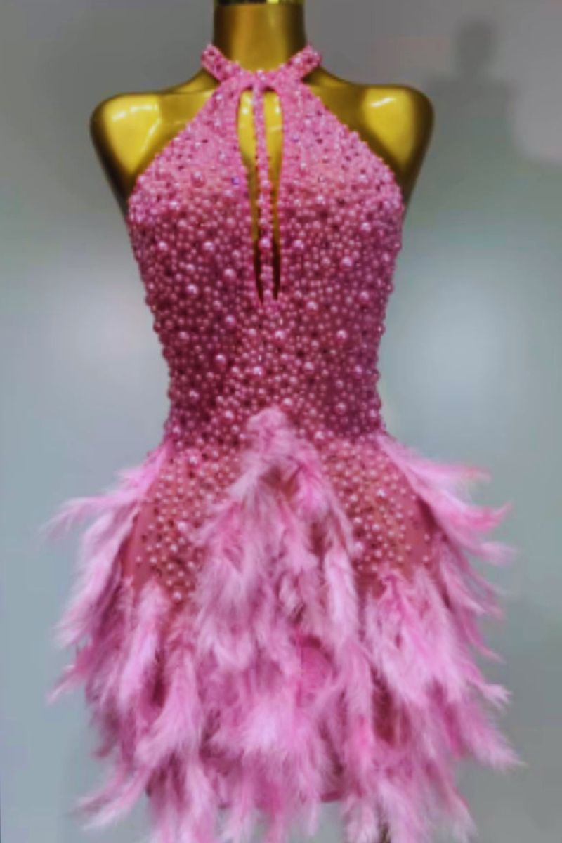 Pink Lover Feather Mini Dress